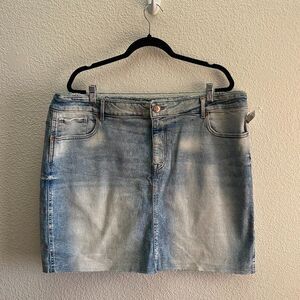 Maurices Vintage Mini Denim Skirt 20 Plus Size Button Zip Fly Raw Hem NWT 20W